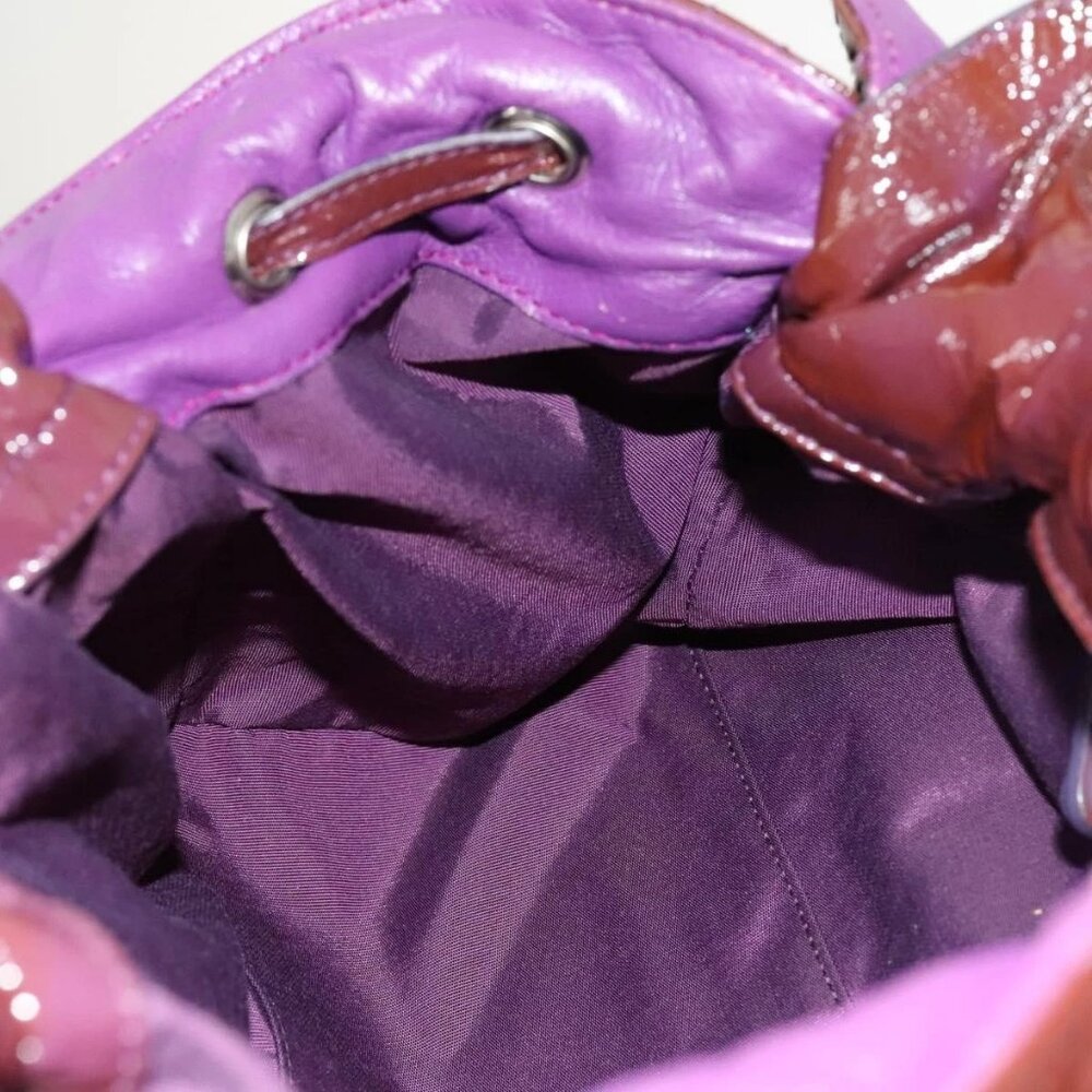 Christian Dior Canage Chain Tote Bag Patent leather Purple Silver Auth 128741 - Picture 11 of 16